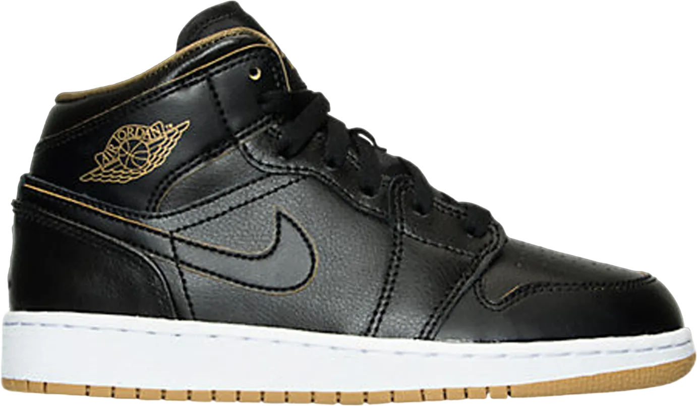 Jordan 1 Mid Black Metallic Gold Gs
