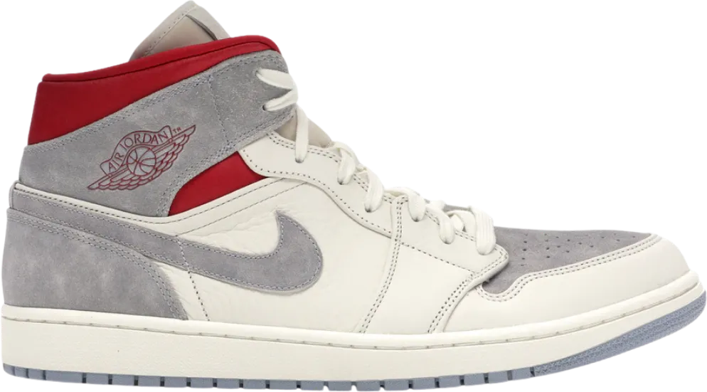 Jordan 1 Mid Sneakersnstuff 20Th Anniversary Sail Wolf Grey Gym Red White