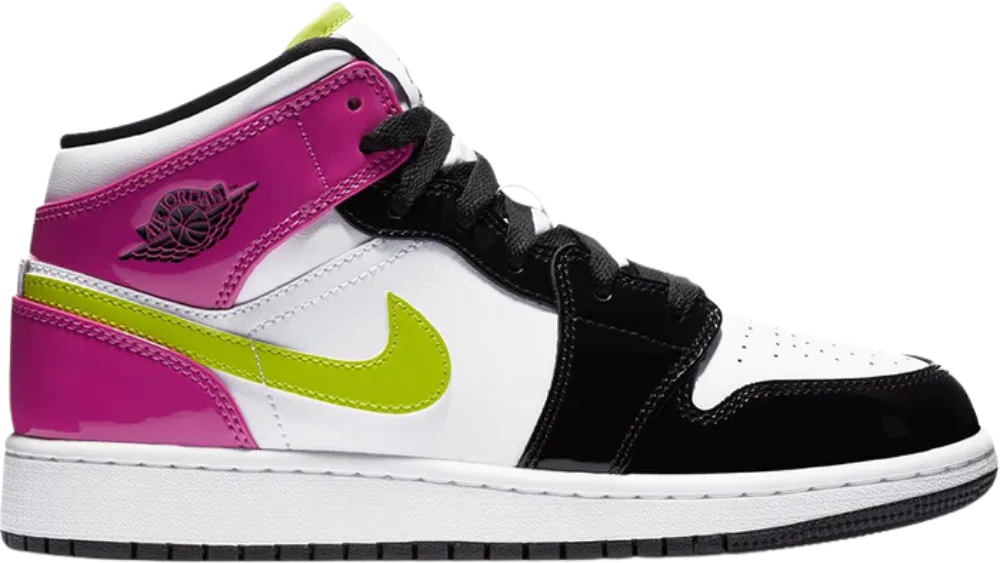 Jordan 1 Mid White Black Cyber Pink Gs
